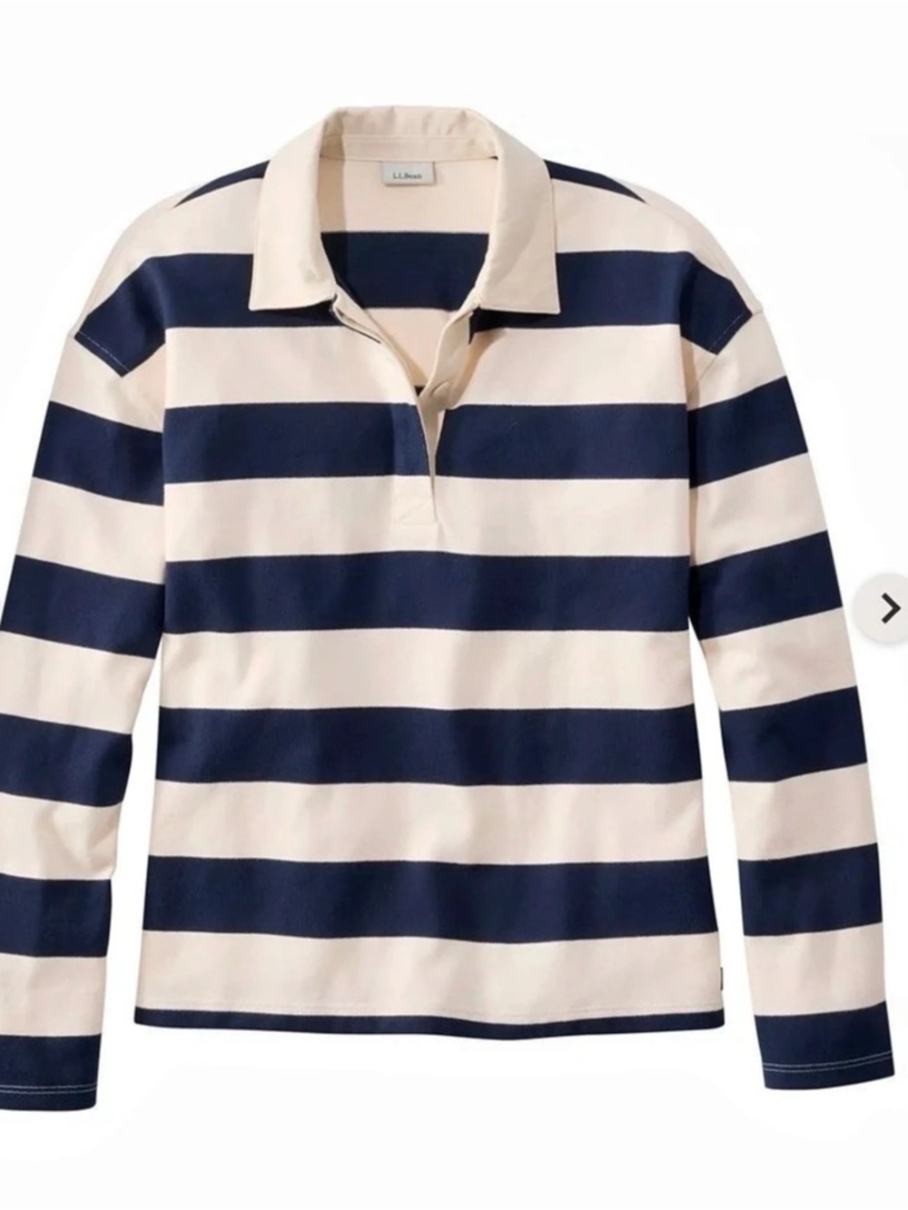 L.L.Bean Rugby Striped Shirt in Blue & Cream Size Medium